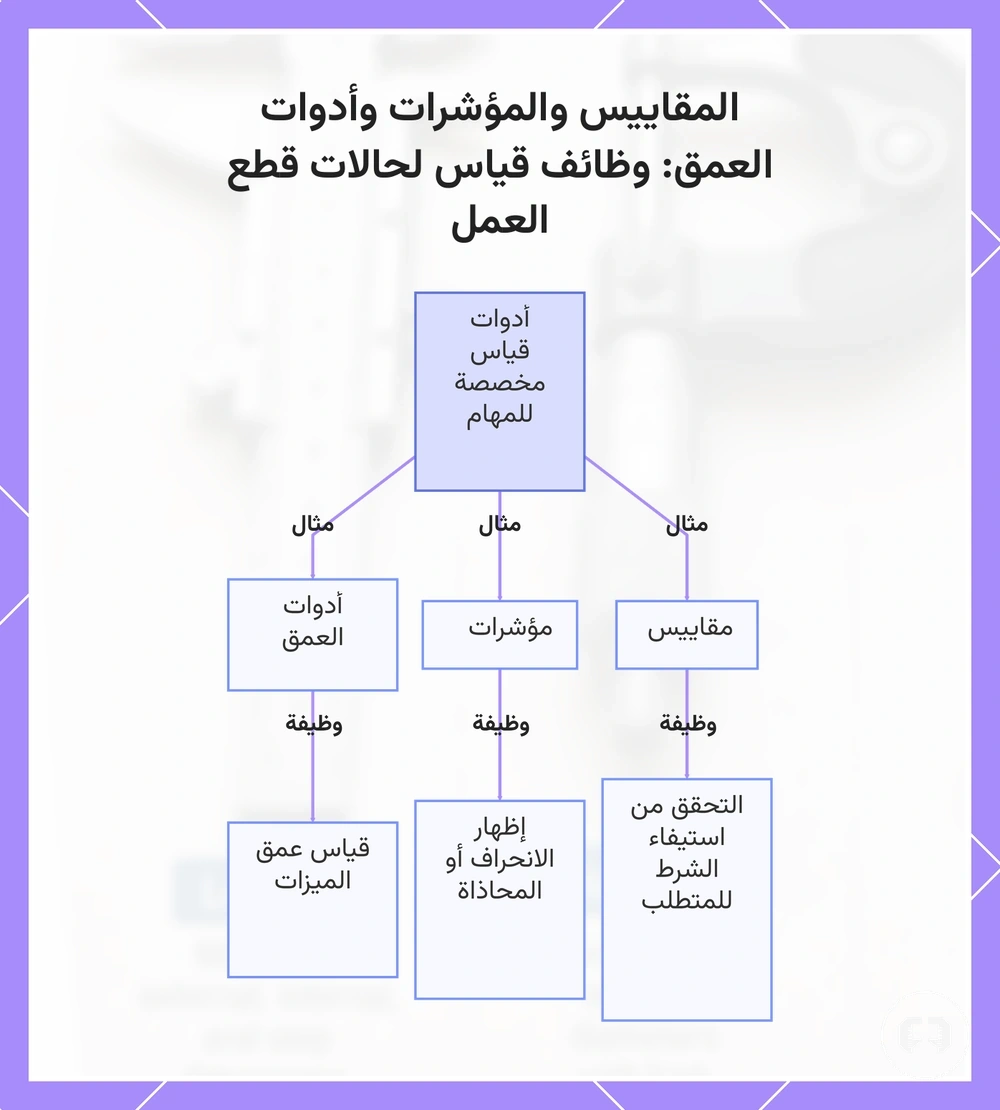 المقاييس والمؤشرات وأدوات العمق: وظائف قياس لحالات قطع العمل