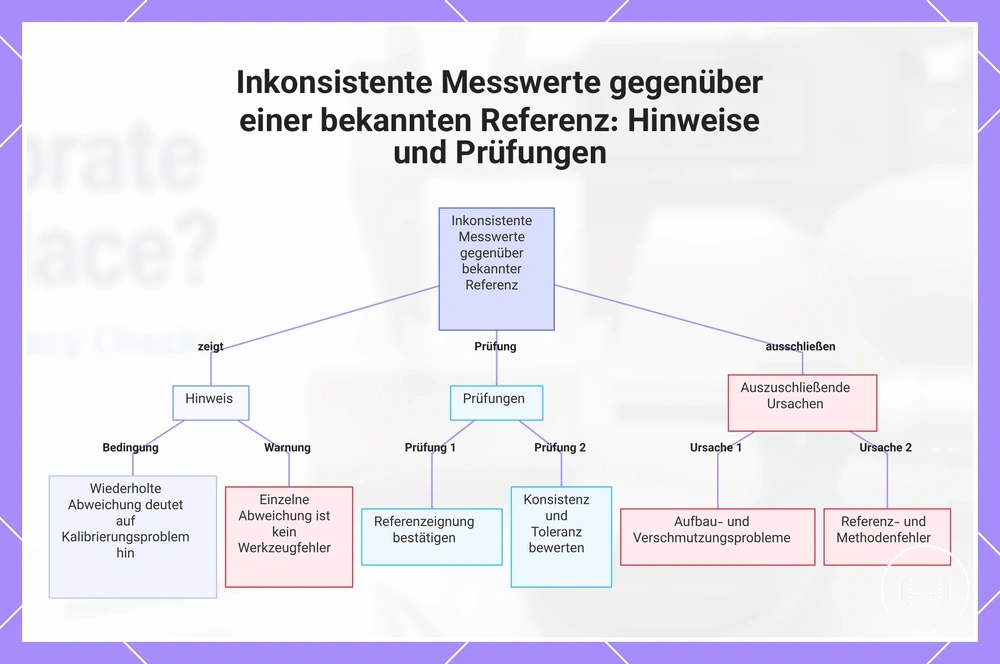 Inkonsistente Messwerte gegenüber einer bekannten Referenz: Hinweise und Prüfungen
