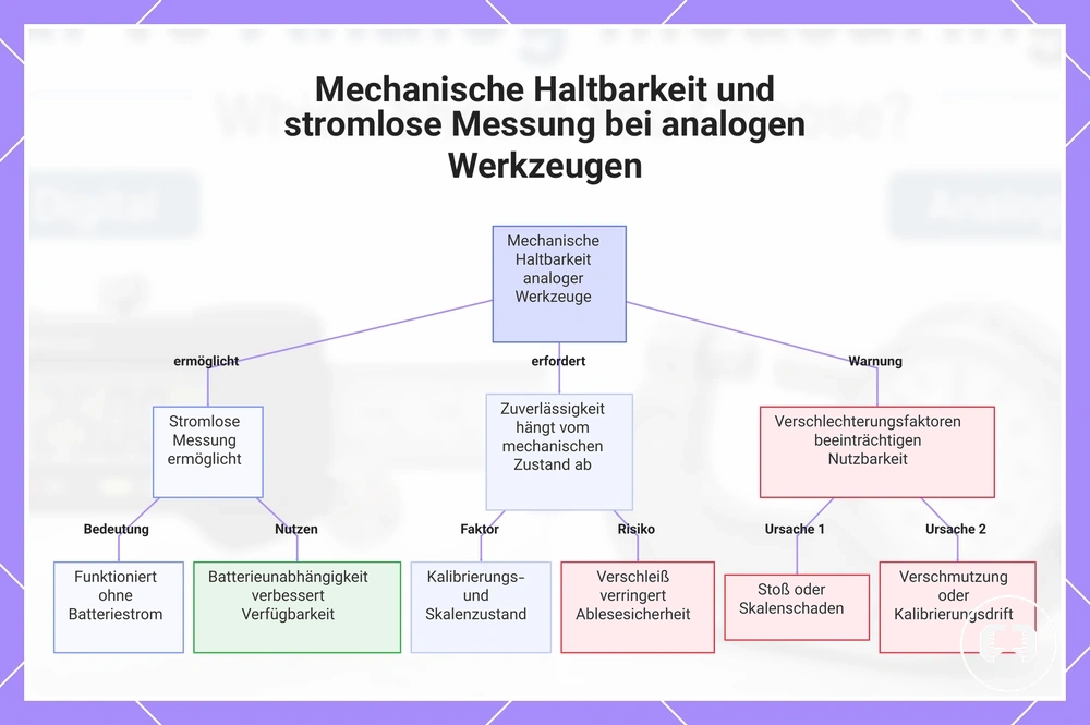Mechanische Haltbarkeit und stromlose Messung bei analogen Werkzeugen