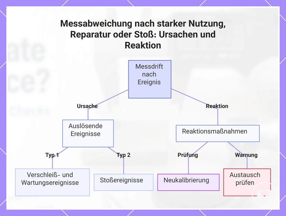 Messabweichung nach starker Nutzung, Reparatur oder Stoß: Ursachen und Reaktion