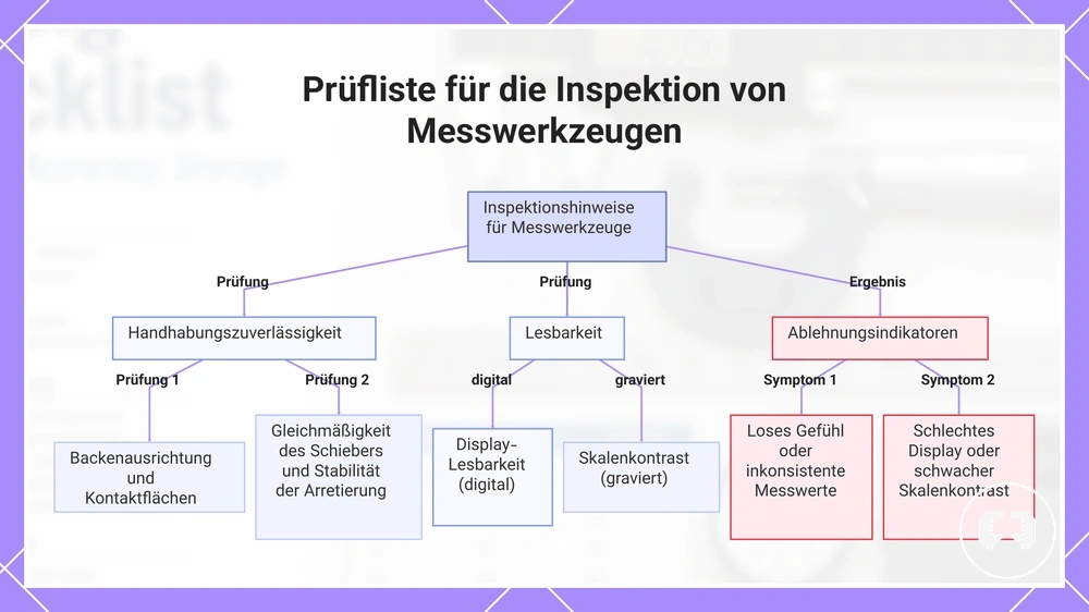 Prüfliste für die Inspektion von Messwerkzeugen