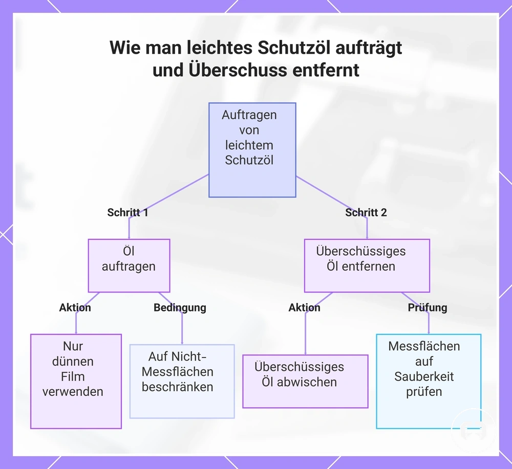 Wie man leichtes Schutzöl aufträgt und Überschuss entfernt