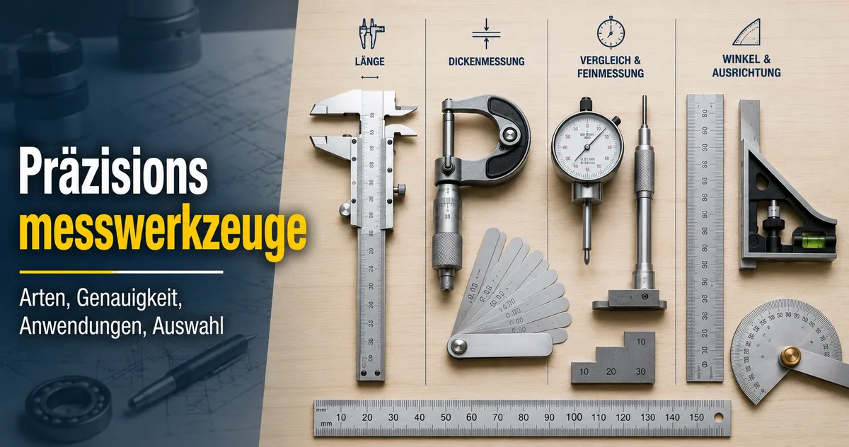 Verschiedene Präzisionsmesswerkzeuge zum Vergleichen von Arten, Genauigkeit und Messanwendungen
