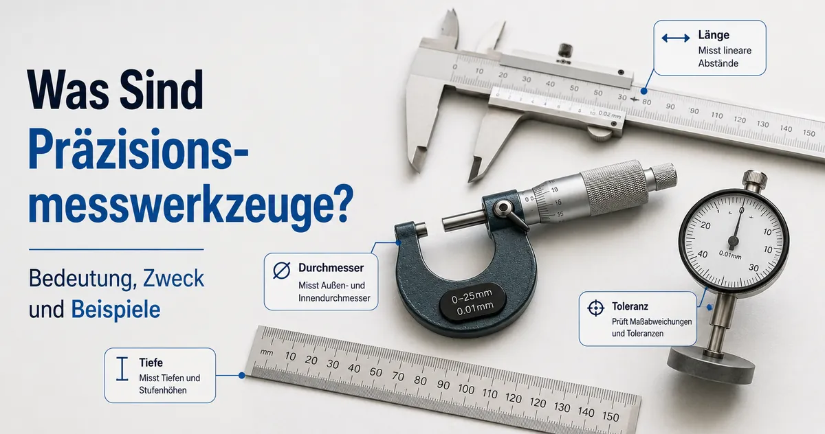 Präzisionsmesswerkzeuge mit Beschriftungen zu grundlegendem Zweck und Messfunktion