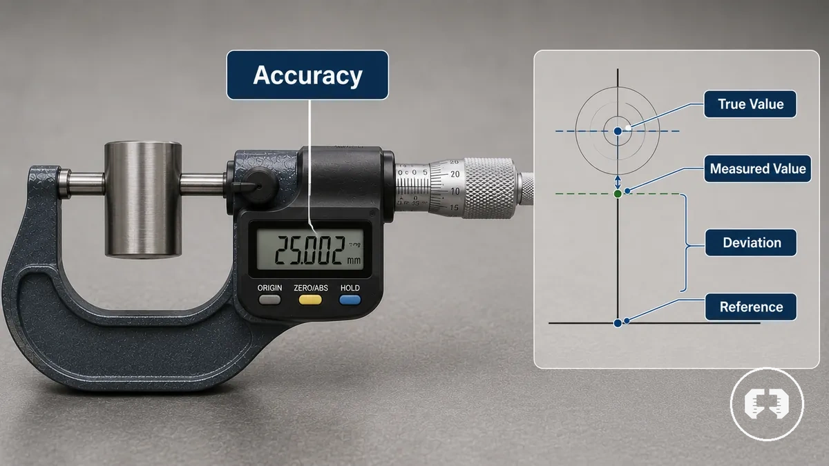 Accuracy shown as closeness to the true value