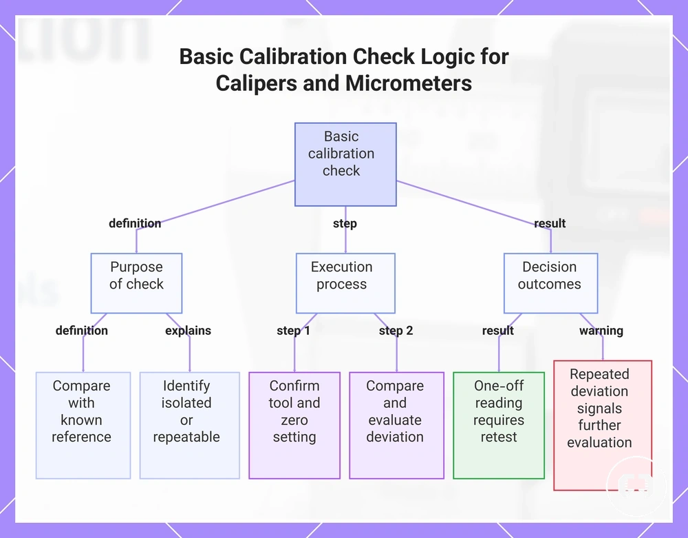 Basic Calibration Check Logic for Calipers and Micrometers