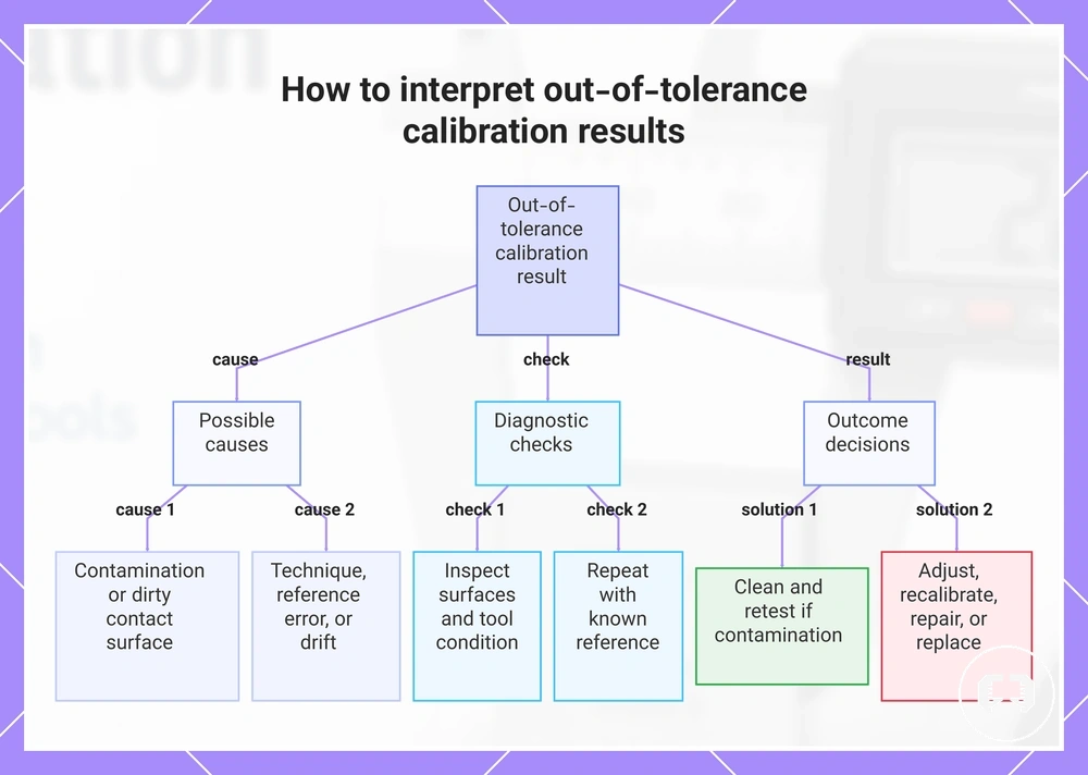 How to interpret out-of-tolerance calibration results