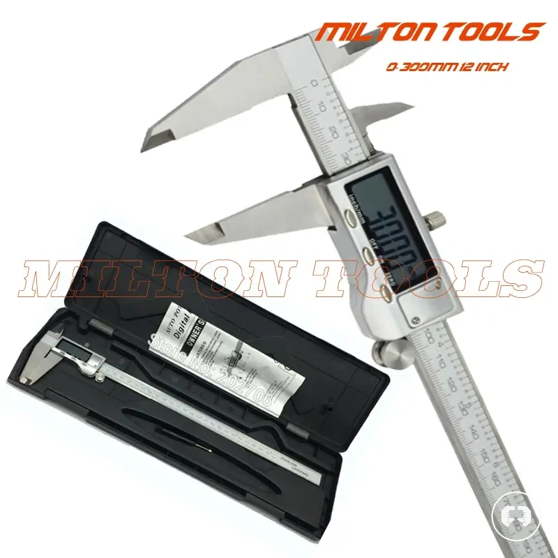 Calibre digital de acero inoxidable con estuche metálico para mediciones de 0 a 300 mm