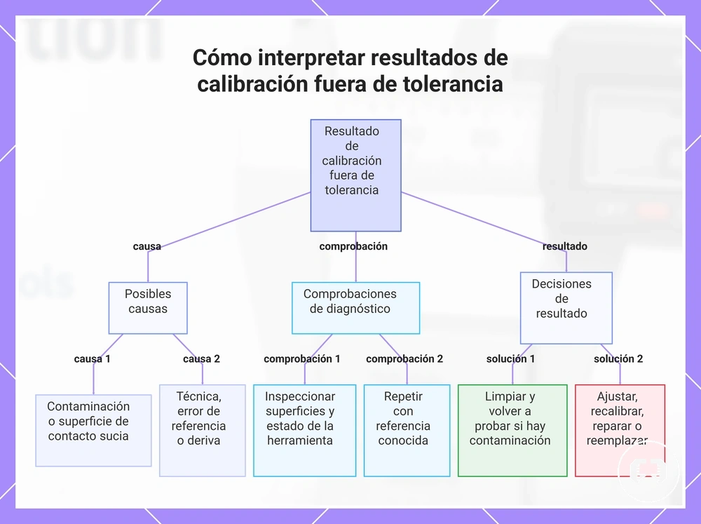 Cómo interpretar resultados de calibración fuera de tolerancia