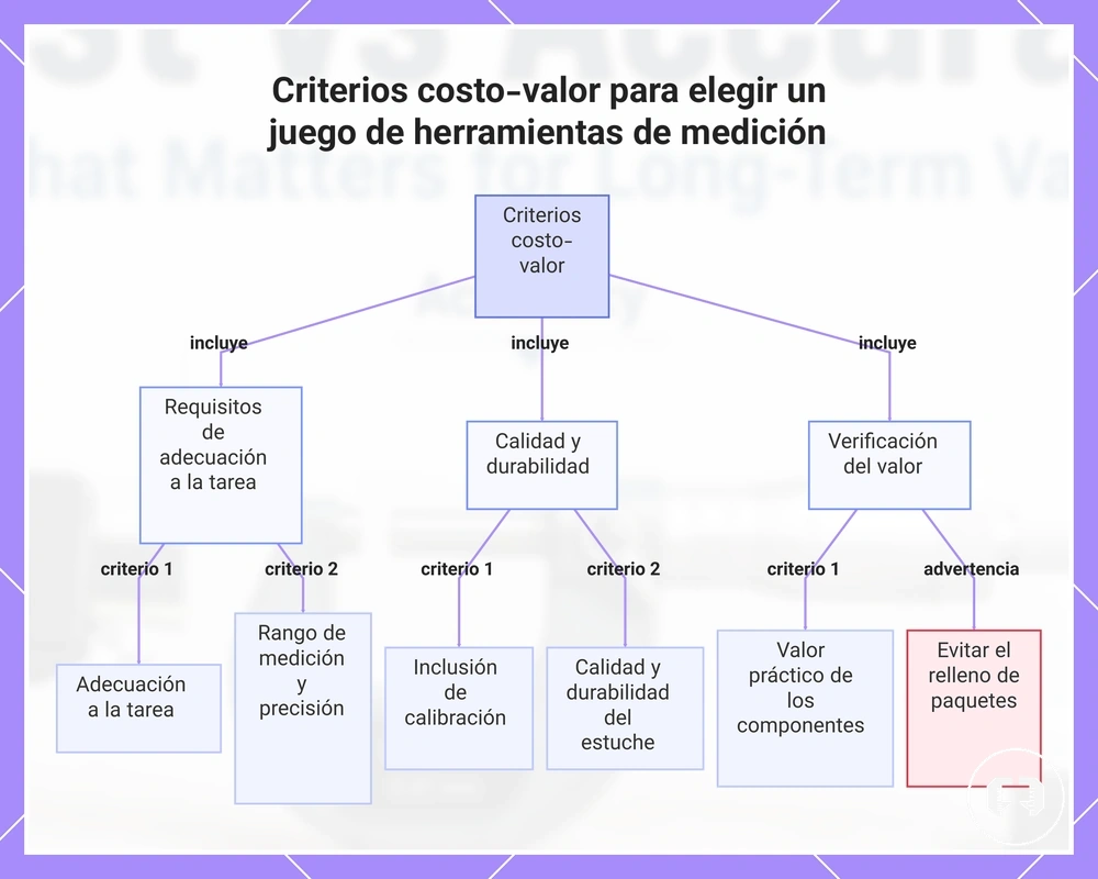 Criterios costo-valor para elegir un juego de herramientas de medición