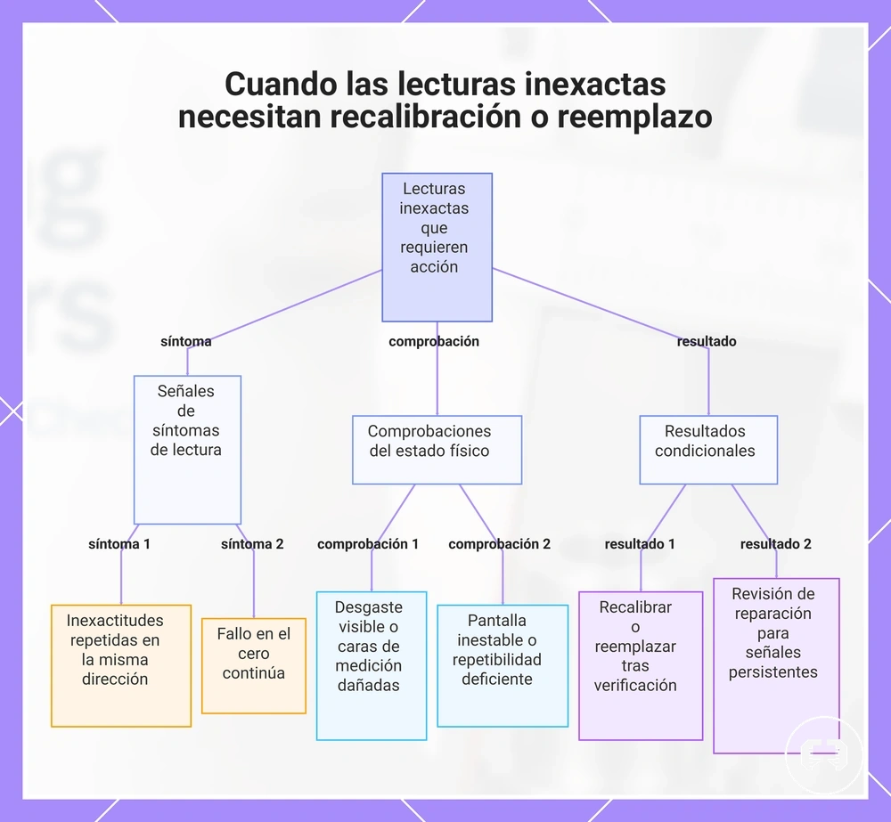 Cuando las lecturas inexactas necesitan recalibración o reemplazo