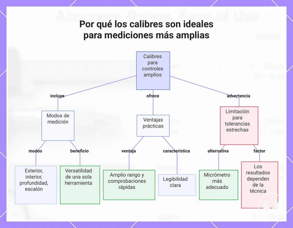 Por qué los calibres son ideales para mediciones más amplias
