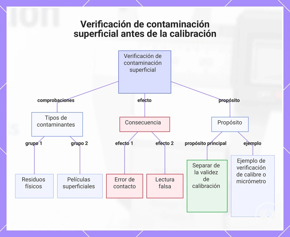 Verificación de contaminación superficial antes de la calibración