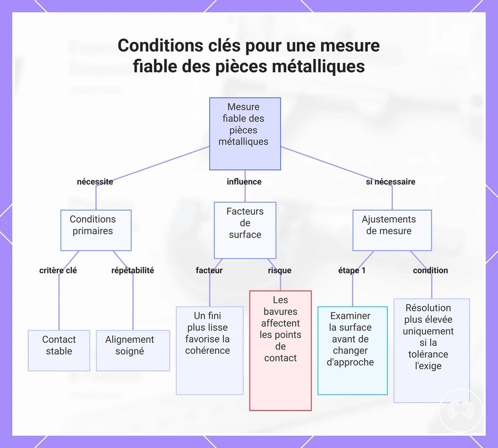 Conditions clés pour une mesure fiable des pièces métalliques