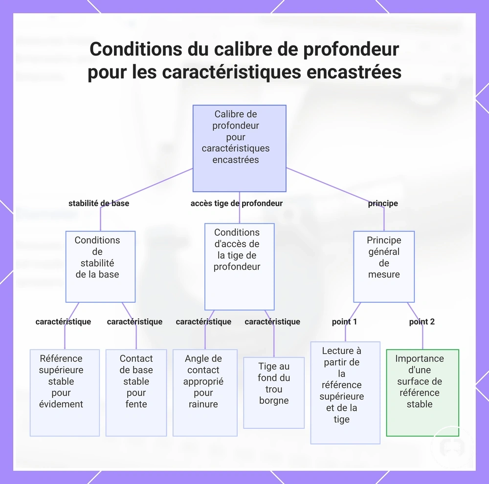 Conditions du calibre de profondeur pour les caractéristiques encastrées