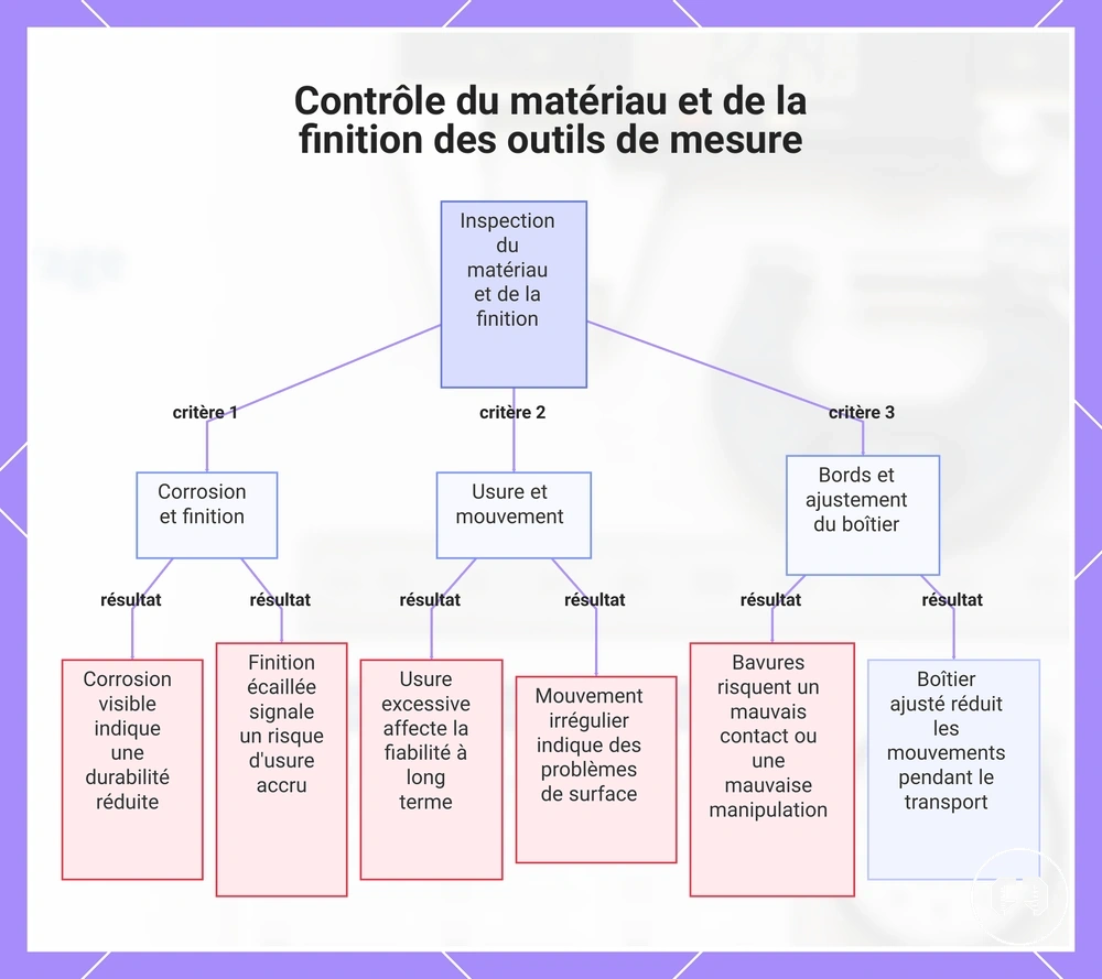 Contrôle du matériau et de la finition des outils de mesure