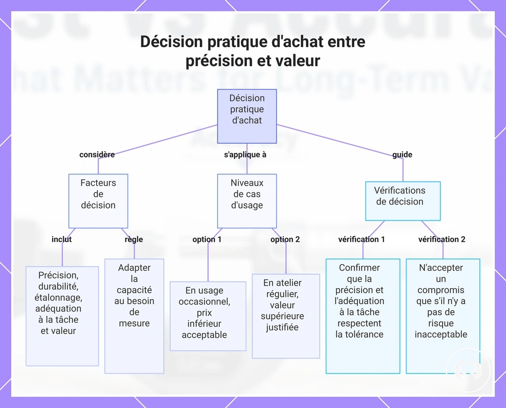 Décision pratique d'achat entre précision et valeur