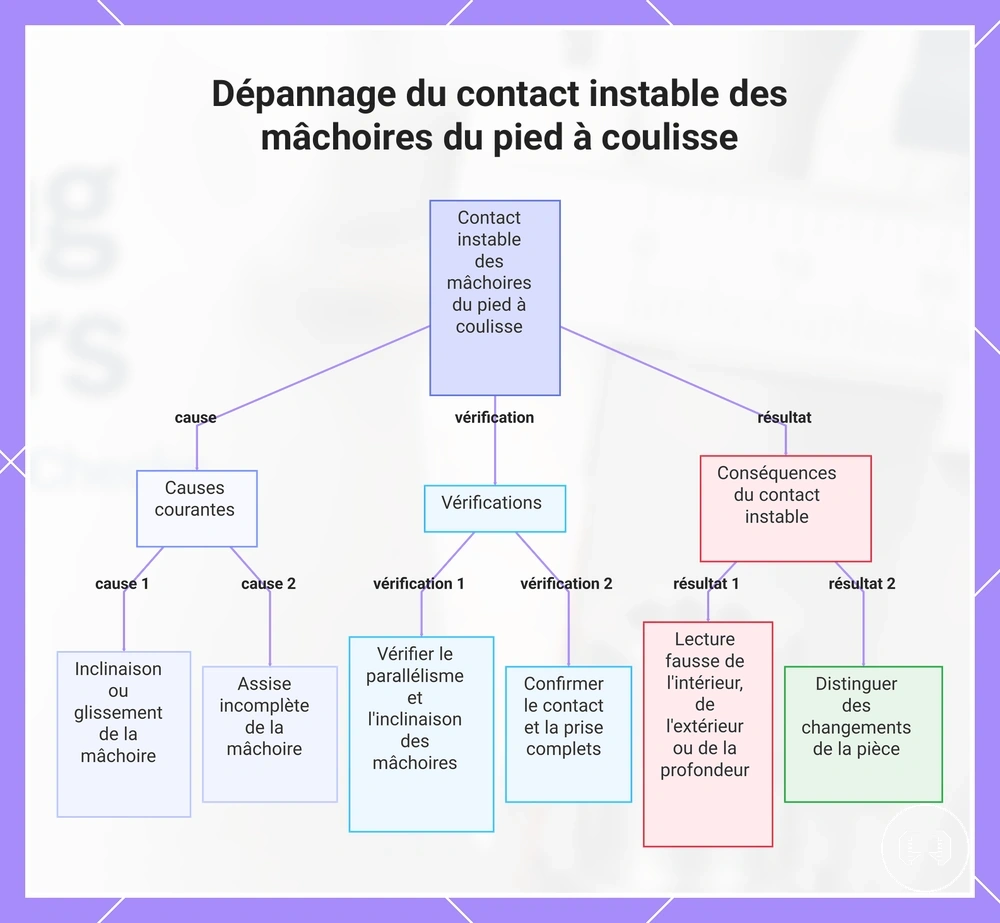 Dépannage du contact instable des mâchoires du pied à coulisse