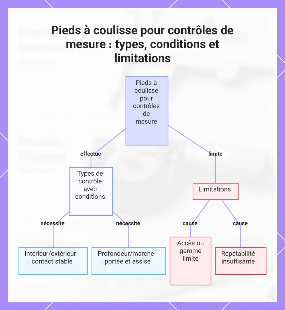 Pieds à coulisse pour contrôles de mesure : types, conditions et limitations