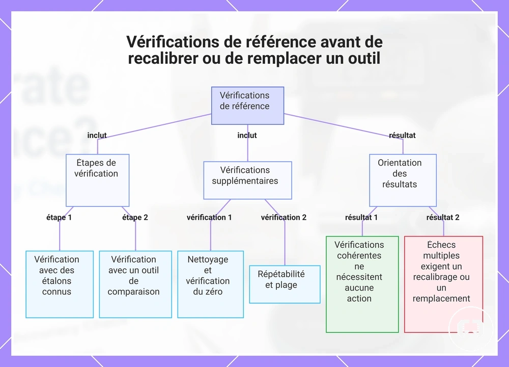 Vérifications de référence avant de recalibrer ou de remplacer un outil