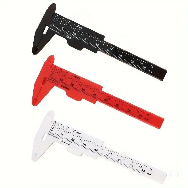 Jogo com três paquímetros Vernier plásticos com escala dupla métrica e imperial