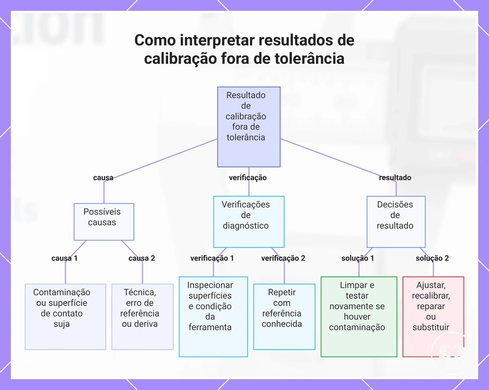 Como interpretar resultados de calibração fora de tolerância