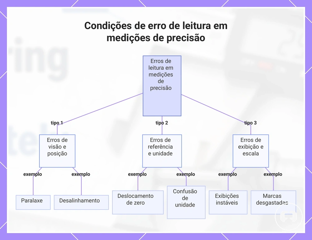 Condições de erro de leitura em medições de precisão