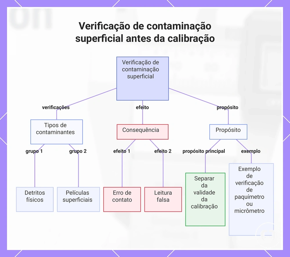 Verificação de contaminação superficial antes da calibração