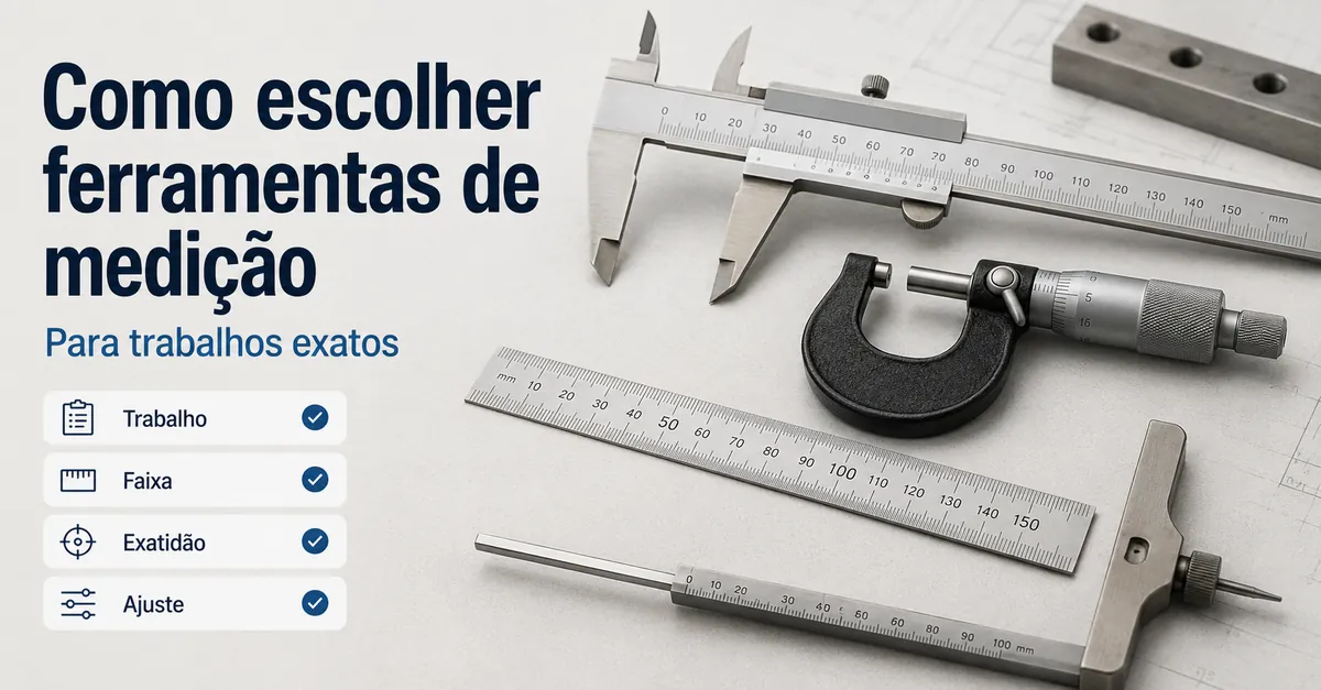 Ferramentas de medição de precisão organizadas para escolher a ferramenta adequada ao trabalho