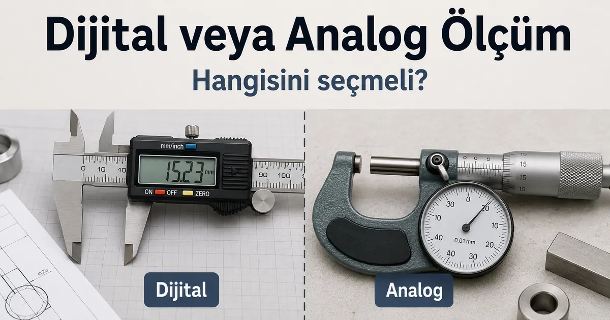 Karşılaştırma için yan yana yerleştirilmiş dijital ve analog hassas ölçüm aletleri