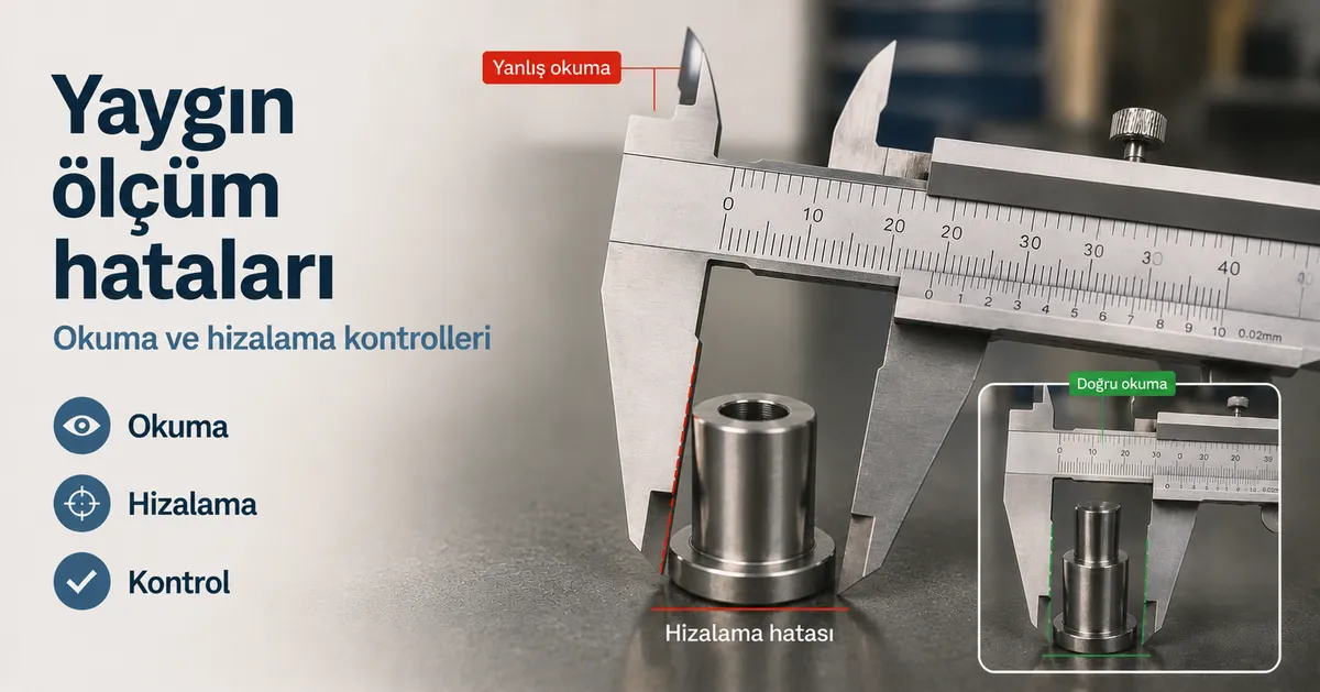 Yaygın okuma ve hizalama hatalarını göstermek için konumlandırılmış hassas ölçüm aleti